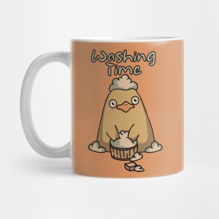 Yellow Chick-Washing Time (gray) Mug